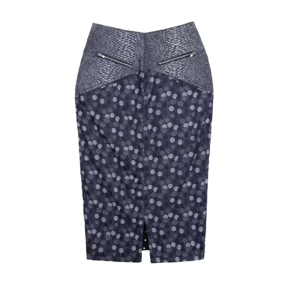 Y2k Vintage Designer Babyghost Denim Pencil Skirt Polka Dot Python Ooak